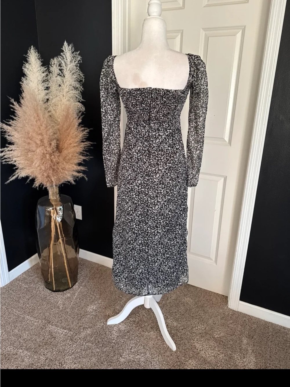 Abercrombie & Fitch Emerson Chiffon Long-Sleeve Midi Dress size Small - Picture 8 of 12